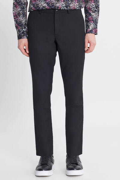 ALTINYILDIZ CLASSICS Men's Black Slim Fit Slim Fit Wool Suit Pants with Side Pockets
