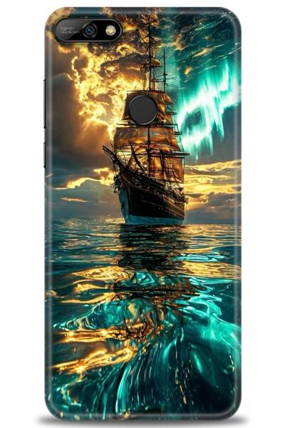 Rulet Aksesuar غطاء متوافق مع هاتف هواوي Y7 2018 HD مطبوع - غطاء سيليكون مصمم...