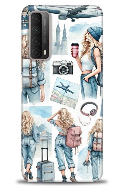 Rulet Aksesuar غطاء متوافق مع هاتف هواوي بي سمارت 2021 HD مطبوع - غطاء سيليكو...