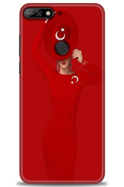 Rulet Aksesuar غطاء متوافق مع هاتف هواوي Y7 2018 HD مطبوع - غطاء سيليكون مصمم...