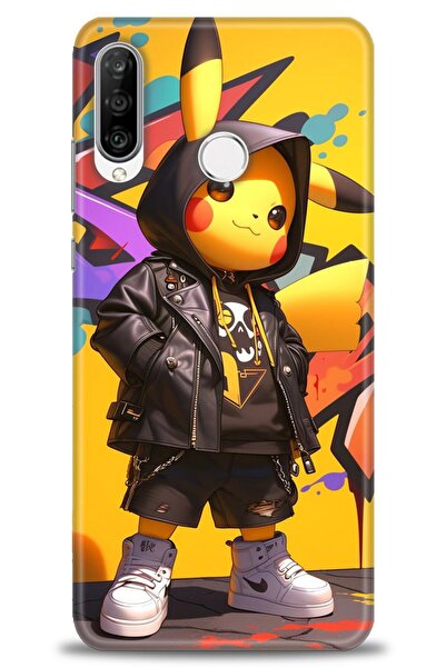 Rulet Aksesuar غطاء متوافق مع هاتف هواوي P30 لايت HD مطبوع - غطاء سيليكون بتص...