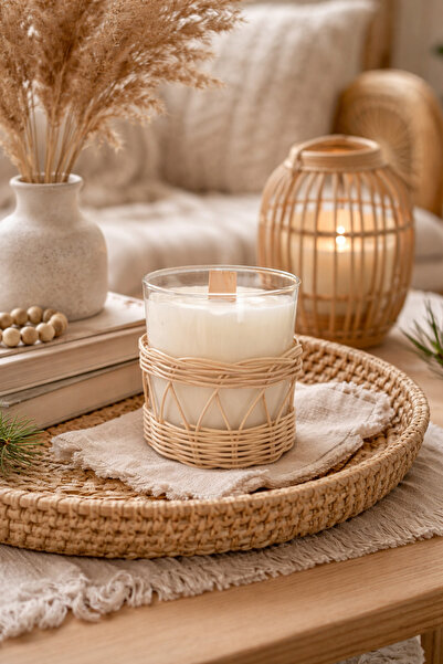 His Art Workshop Bohem Stil Rattan Mum | Ev Dekorasyon Ürünü
