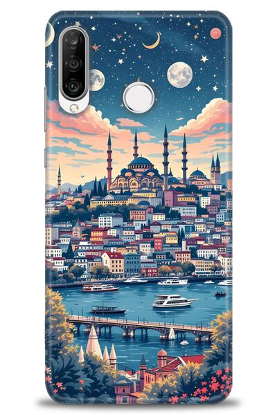 Rulet Aksesuar غطاء متوافق مع هاتف هواوي P30 لايت HD مطبوع - غطاء سيليكون بتص...