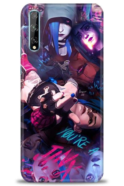 Rulet Aksesuar حافظة متوافقة مع هاتف هواوي Y8P HD مطبوع + واقي شاشة سيراميك غ...