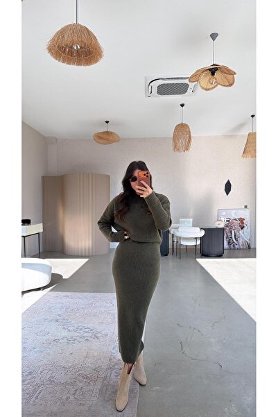 Buket Teke Khaki Bat Sleeve Long Sleeve Soft Dlv Dress
