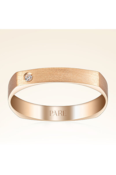 Pare Pırlanta 0,02 Karat Pırlantalı Kare Mat Kadın Alyans