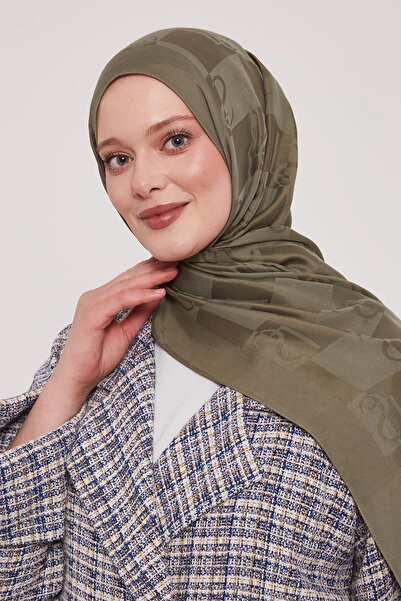 LuvenSara Lyocell Nai̇a Jacquard Shawl - Green Fisilti