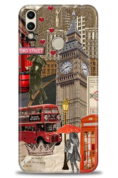 Rulet Aksesuar حافظة متوافقة مع هاتف هواوي هونر 8C HD مطبوع + واقي شاشة سيرام...