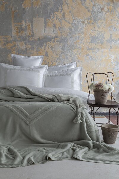 Apricitas HOME Çift Kişilik Moneda Adaçayı Yatak Örtüsü Nevresim Seti