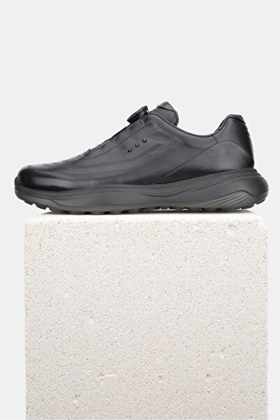 TUNAELLİ Men's Black Genuine Natural Leather Eva Sole Sneaker Lace-Up Shoes