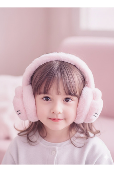 REBBEX Căști de iarnă pentru copii, reglabile, cu pisică figuri de pluș