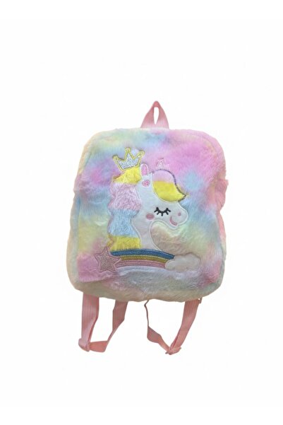 OEM Peluş Unicornlu Çocuk Sırt Çantası | Gökkuşağı Desenli 25-30 cm