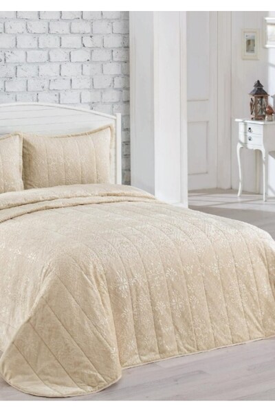 Bella Home İpeksoft Double Bedspread Set - 240X260 cm - Mocha with Original Bag