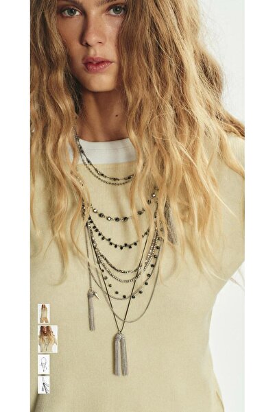 Unzilee 3-Piece Tassel-Beaded Zra Brand Model Necklace Set