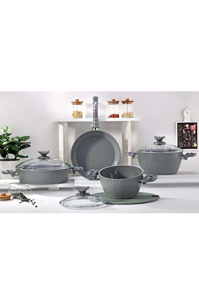 AVCI HOME MAKER طقم أواني طهي فرح من هوم ميكر مكون من 7 قطع - أغطية من الزجاج المقوى - سطح سيراميك غير لاصق - خالٍ من حمض البيرفلوروكتانويك (PFOA) -