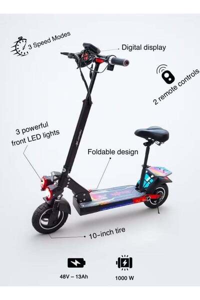 squar eofjoy Electric Scooter | Adult Electric Scooter | Foldable Advanced Scooter | Powerful 1000W Electric Moto