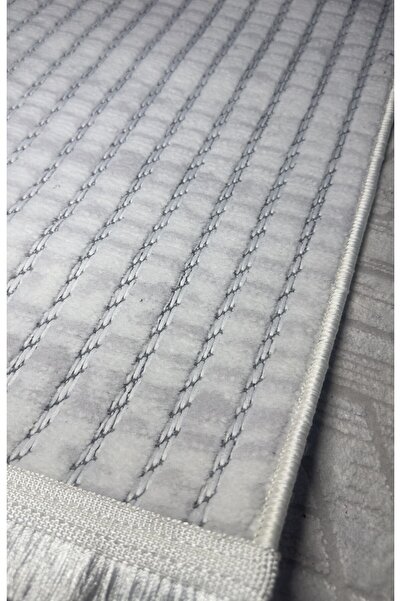 Elvey Home Krem Gri Bohem İskandinav Sisal Pamuk Taban Özel Kesim Kaymaz Salon Mutfak Oturma Odası Yolluk Halı