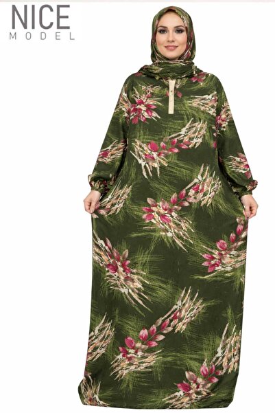 TREN Dark Green Hooded Abaya with Pink Floral Print – Elegant Modest Fashion ...