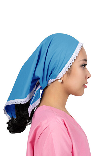 ABSHIR وشاح مربع، قماش دانتيل أبيض ناعم، غطاء رأس/مربية/جليسة أطفال/خادمة منز...