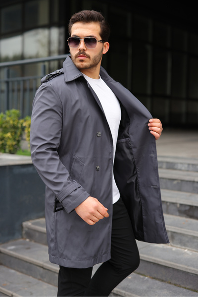 BASEL.CO معطف رجالي فاخر بياقة مدببة - طول 100 سم