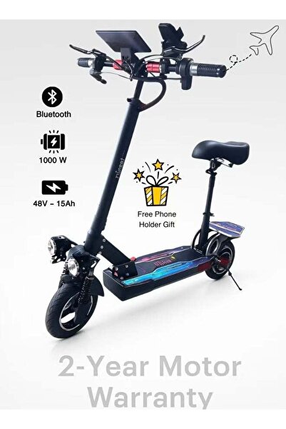 squar eofjoy سكوتر مونستر الكهربائي للبالغين - سريع، هيكل مضاء، بطارية 48 فولت 15 أمبير، محرك 1000 واط، 10 بوصات