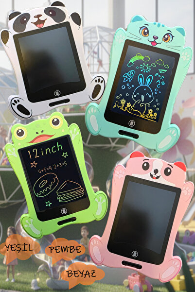 moontime alaçatı Sevimli Hayvan Figürlü Çocuk LCD Çizim ve Yazı Tableti