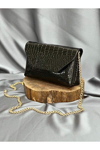 BENAHOLL Women's Bag Snake Skin Patterned Chain Strap Shoulder and Hand Crossbody Bag-Dn116 Black