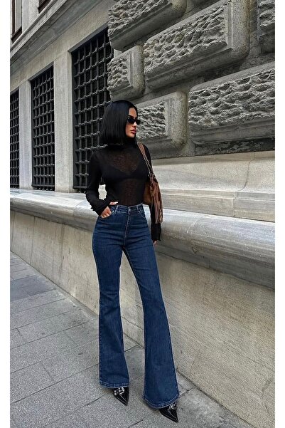 MRİABE Pantaloni din denim VEGA spaniol cu talie înaltă, albastru închis, car...