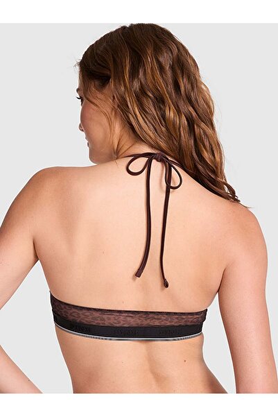 PİNK Logolu Tül Halter Üçgen Bralet