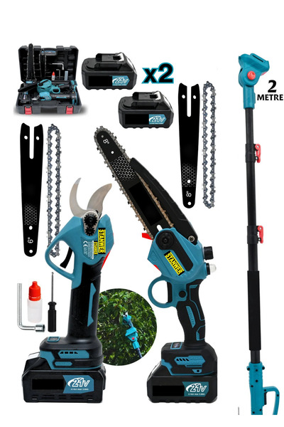 STANWER 3 lü set Germany şarjlı Dal Budama Testeresi Ve Akülü budama makası 2...