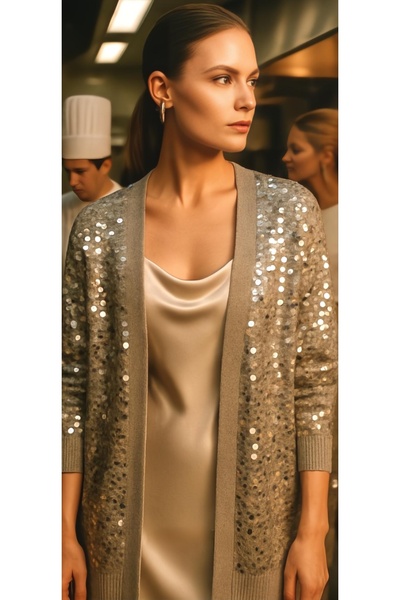 Okçu Triko Pul Printed Knitwear Cardigan