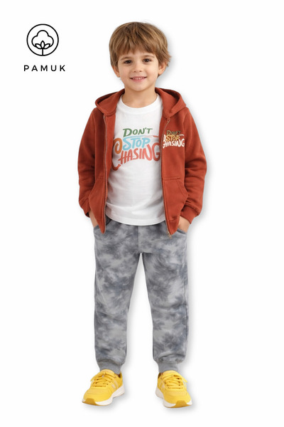 HK HOPKİDS Σετ για αγόρια 3 τεμαχίων με κεντημένο σχέδιο χειμερινό σετ μπλούζ...