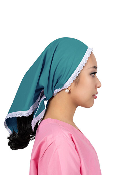 ABSHIR وشاح مربع، قماش دانتيل أبيض ناعم، غطاء رأس/مربية/جليسة أطفال/خادمة منز...