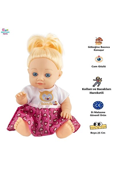 Brother Toys Göbeğine Basınca Konuşan Oyuncak Cam Gözlü Suzy Et Bebek 25 Cm.