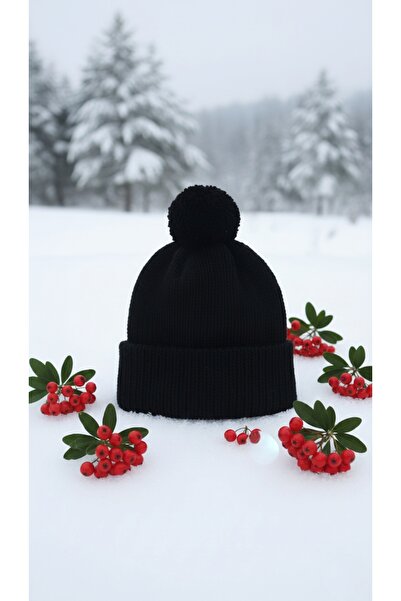 Günebakan Double Layer Knitted Adult Pom-Pom Beanie