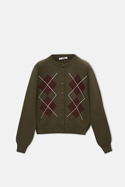 EBU Prive Жіночий светр з візерунком «баклава» хакі