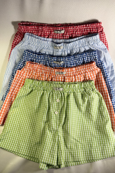 LESRAVIN 5'li Kadın Pamuk Ekoseli Homey Çizgili Boxer Ev Şortu Seti