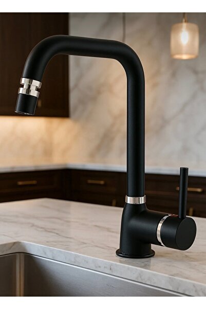 luxury faucet خلاط حوض المطبخ من الكروم الأسود مع رأس متحرك 360 درجة