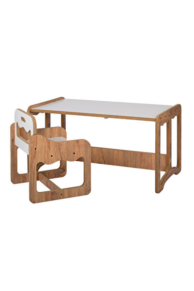 Industrial Living Tek Kişilik Ceviz–Beyaz Montessori Çocuk Çalışma Masası Ve ...