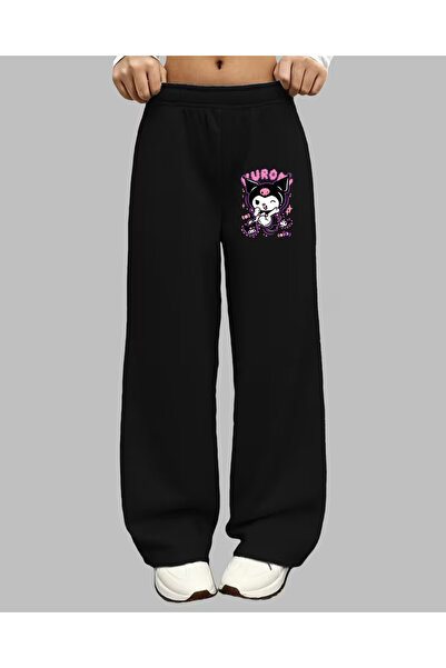 haha Kuromi Printed Wide Leg Sweatpants for Girls