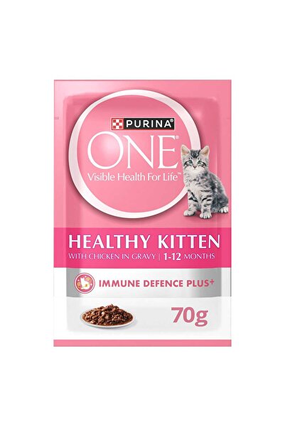 Purina One طعام صحي للقطط الصغيرة بنكهة الدجاج في المرق، مناسب للأطفال من عمر شهر إلى 12 شهرًا