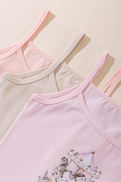 BAYKAR Girl's Cotton Thin String Strap Colorful Ba Printed Lasik Undershirt 3...