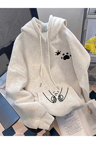 LORVANIY Unisex anmi Baskılı 3 İplik Kapüşonlu Sweatshirt