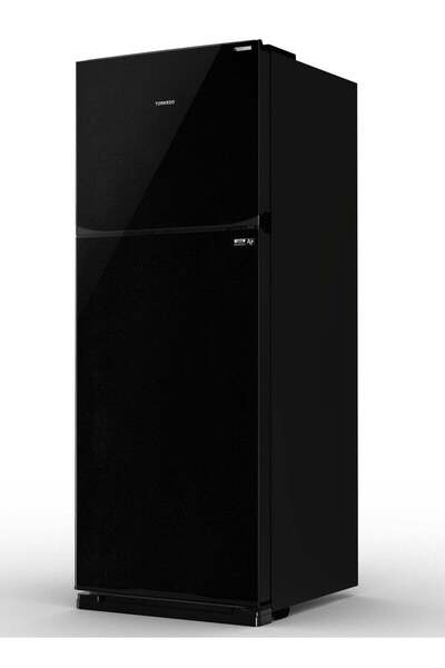 Tornado ثلاجة عاكسة للتيار، مانعة للتجمد، سعة 450 لتر، لون أسود