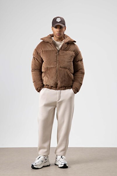 VAMOSCLO Oversized Velvet Puffer Jacket Brown