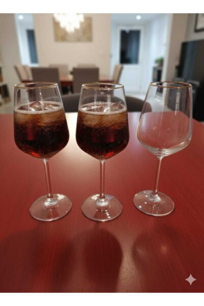 Rakle 3' lü Altın Yaldızlı 350 cc Ayaklı Meşrubat Bardak Seti