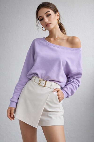 Rich بلوزة نسائية من مودال بكتف مكشوف باللون الأرجواني