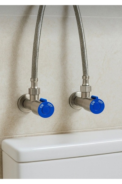 luxury faucet طقم صنبور إينوكس تاهاريت مكون من قطعتين + طقم خرطوم مرن بطول 70 سم