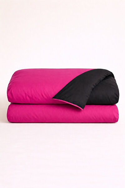 İQON Double (1 Piece) Duvet Cover 100% Cotton Fuchsia-Black