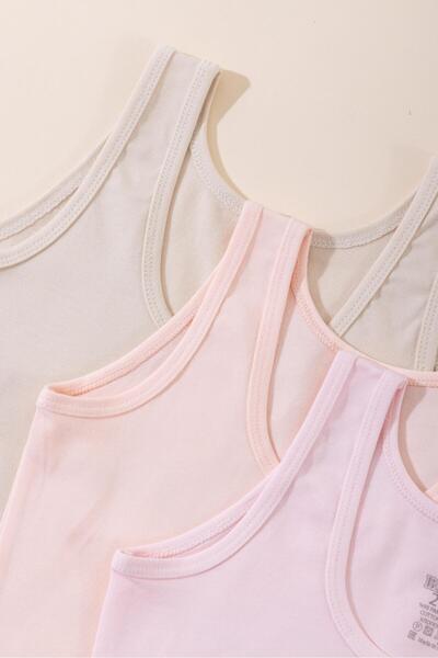 BAYKAR Girl's Cotton Thick Strap Colorful Printed Classic Undershirt 3-Pack 4...